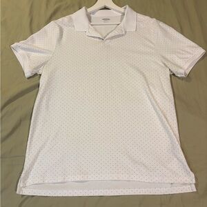 Old Navy White Polo Shirt with Dotted Pattern